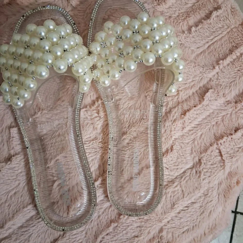 Steve Madden Women's Pearl Embellished Sandals - Cream Size 6